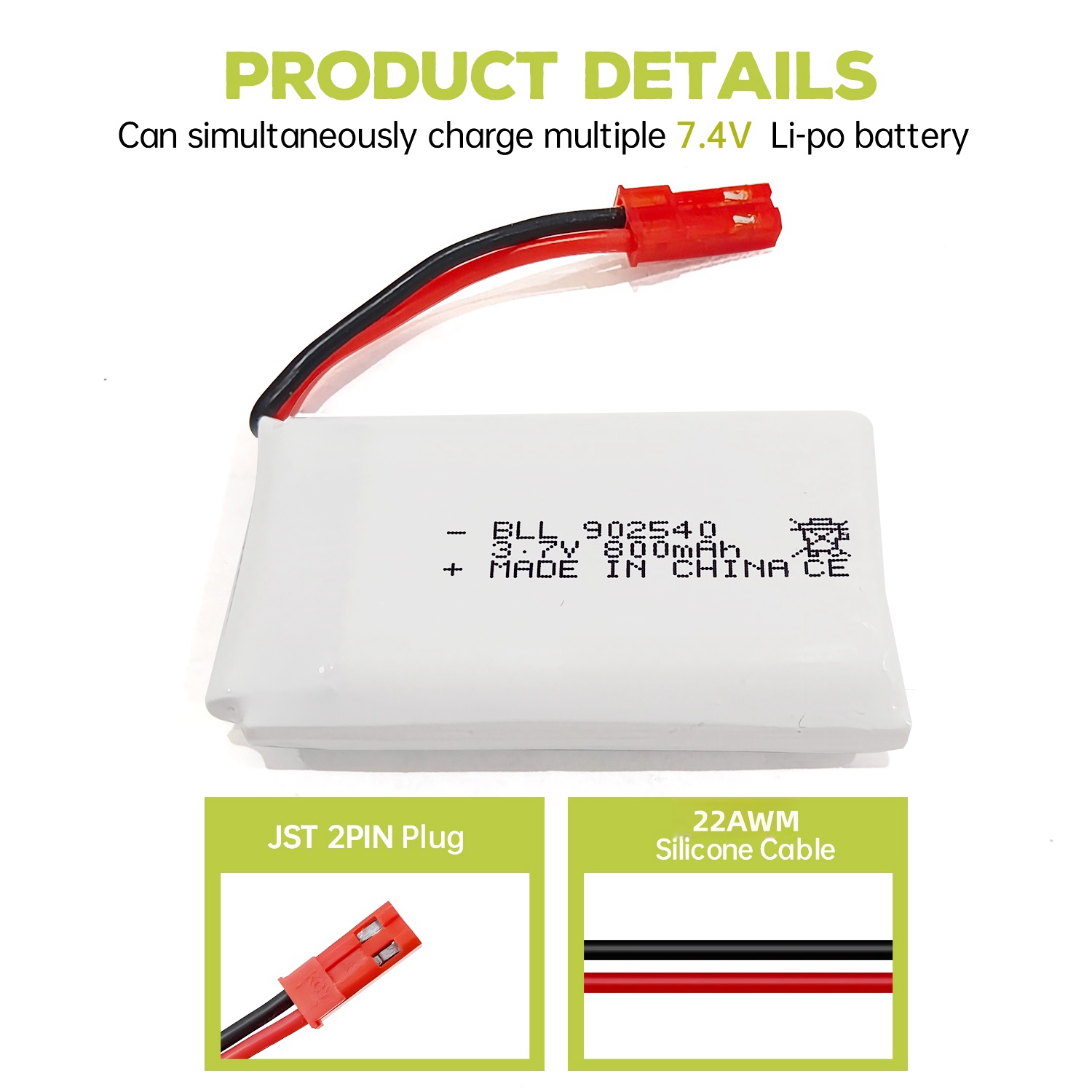 2PCS 3.7V 800mAh Lipo Battery  - đánh giá và giá Drone Mjx Rc
