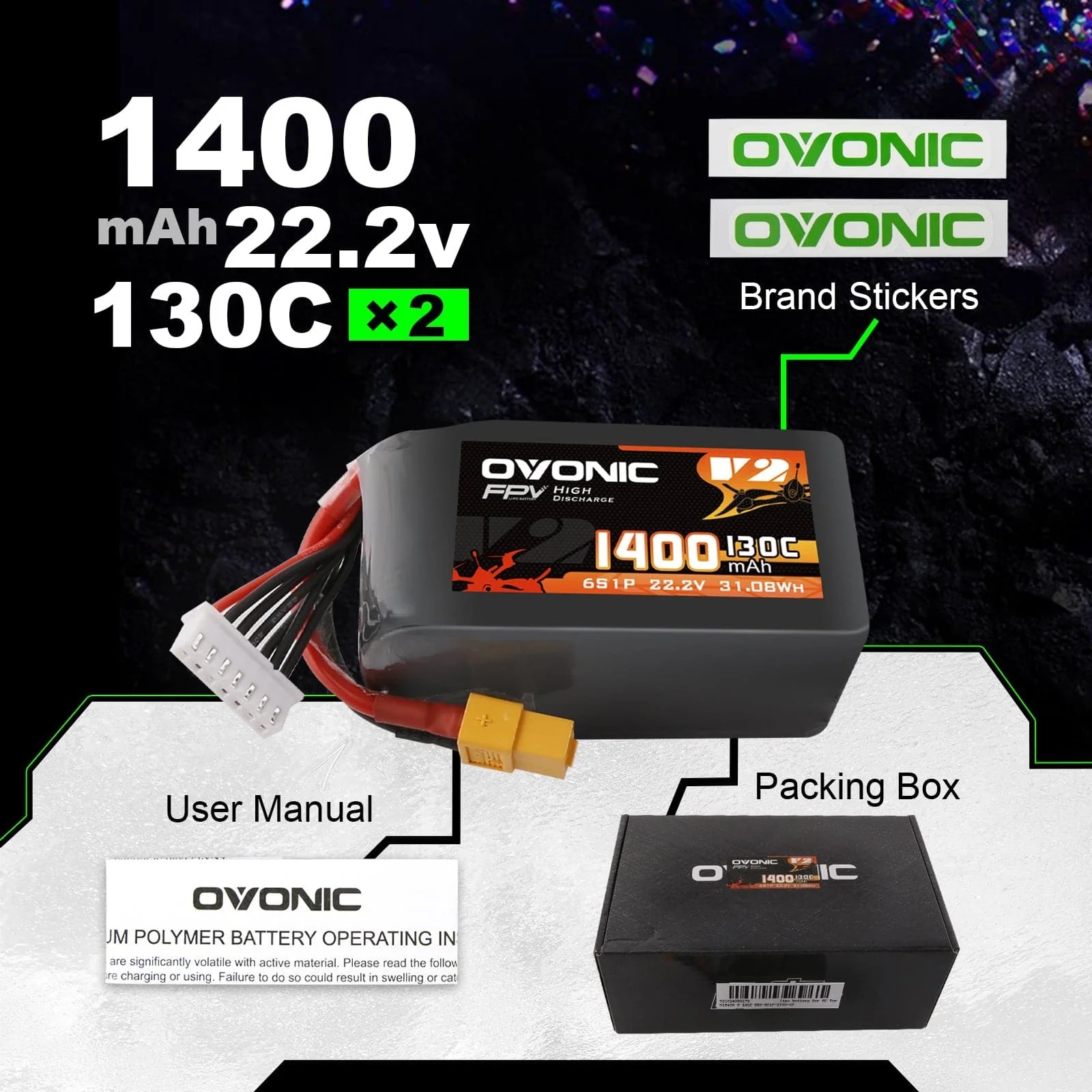 Ovonic 6S 1400mAh 130C LiPo Ba - đánh giá và giá Drone Frame 5 Inch